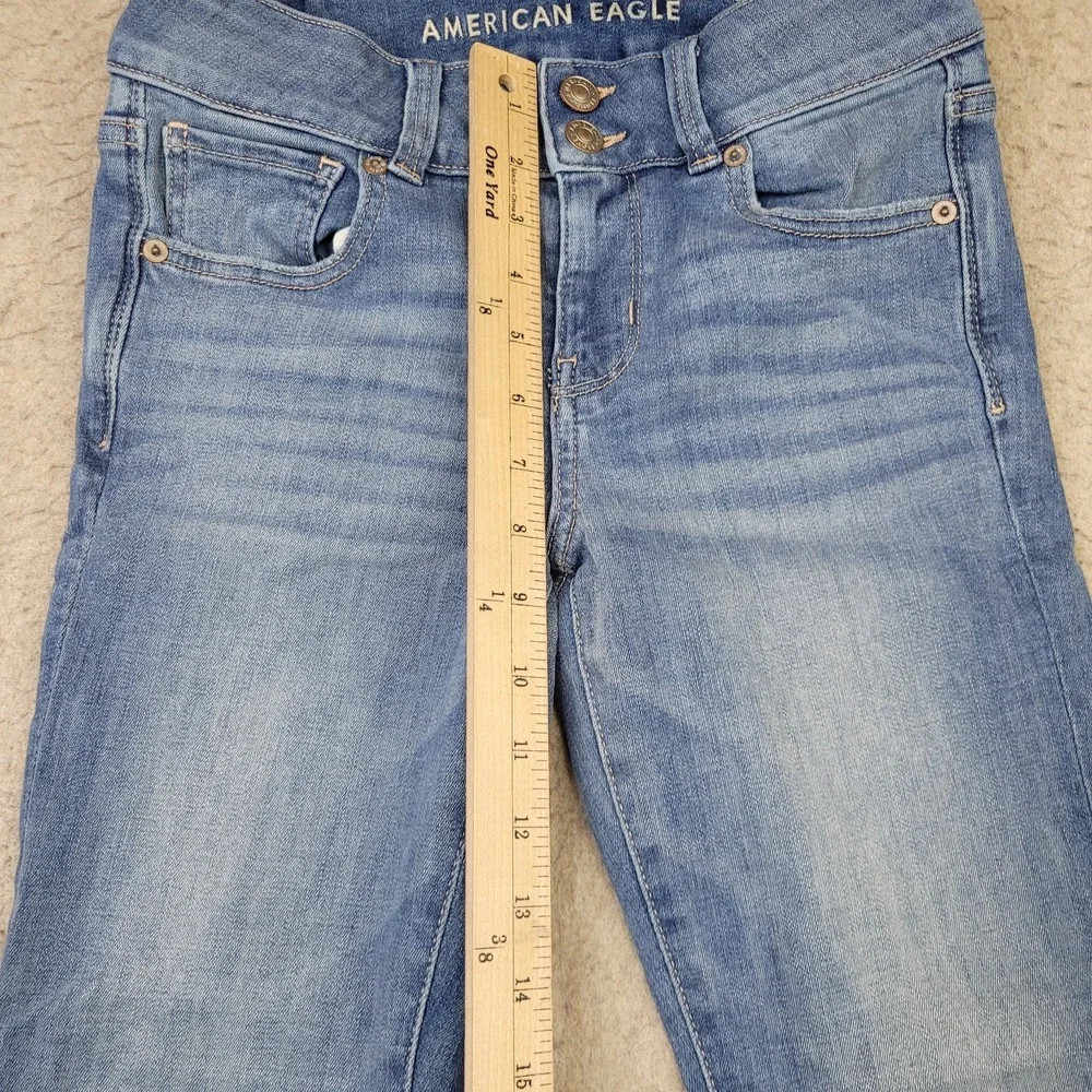 American Eagle Artist Crop Jeans Womens 2 Short Blue Next Level Stretch - Picture 11 of 13